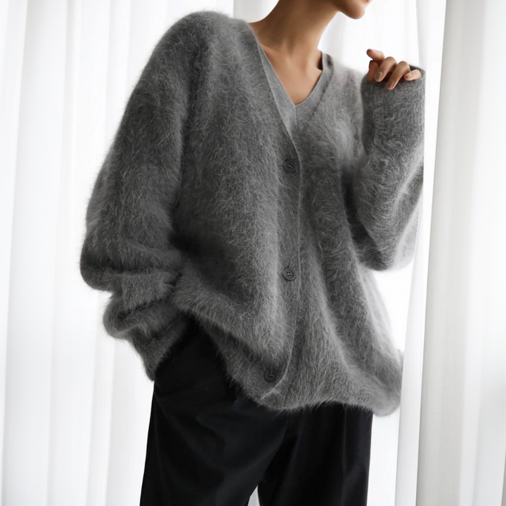 Dames Fluffy Oversized Gebreide Cardigan