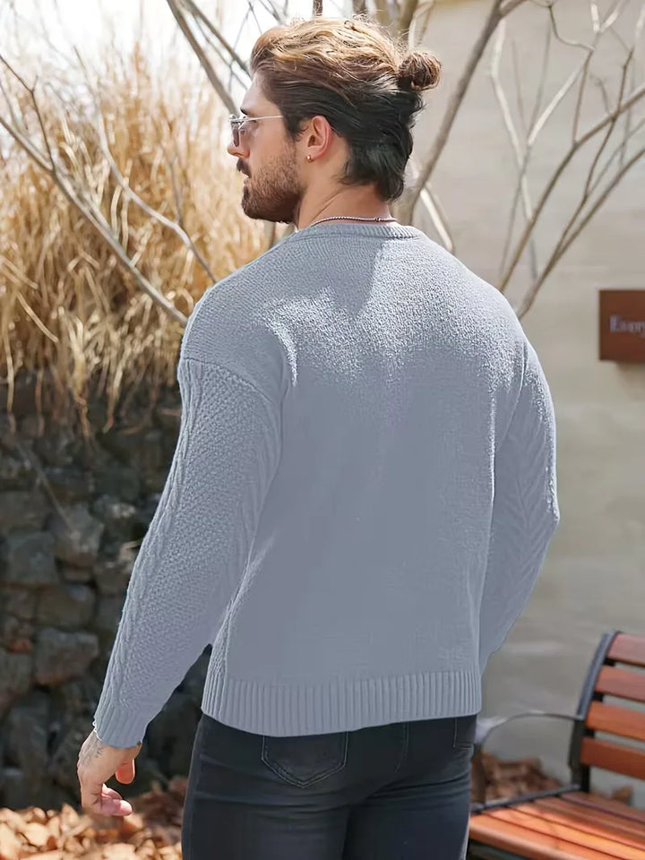 Slim fit crew neck trui met kabelpatroon