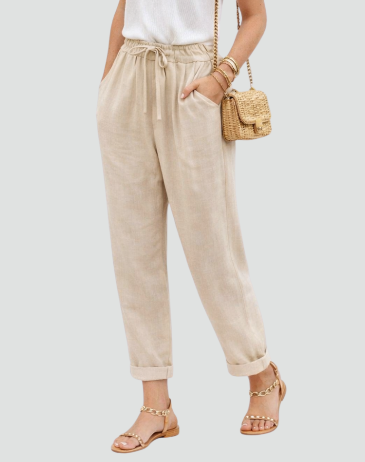 Luchtige Broek Met Elastische Taille En Taps Toelopende Pijpen