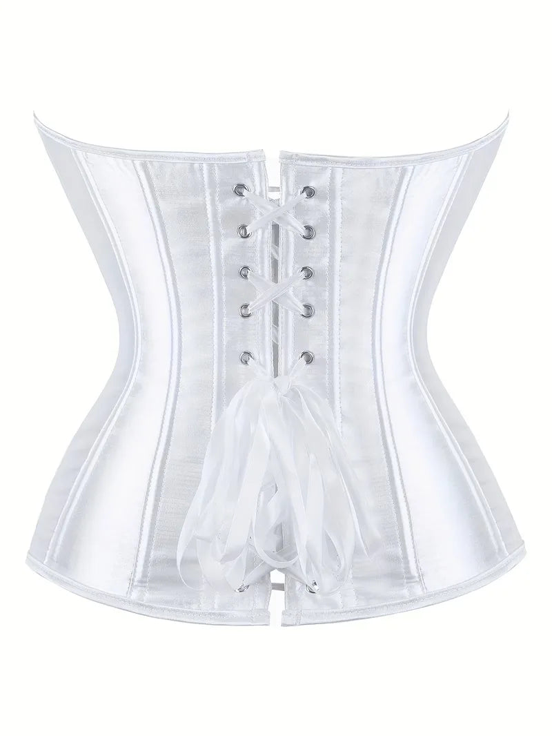 Strapless corset met vetersluiting en knoopsluiting