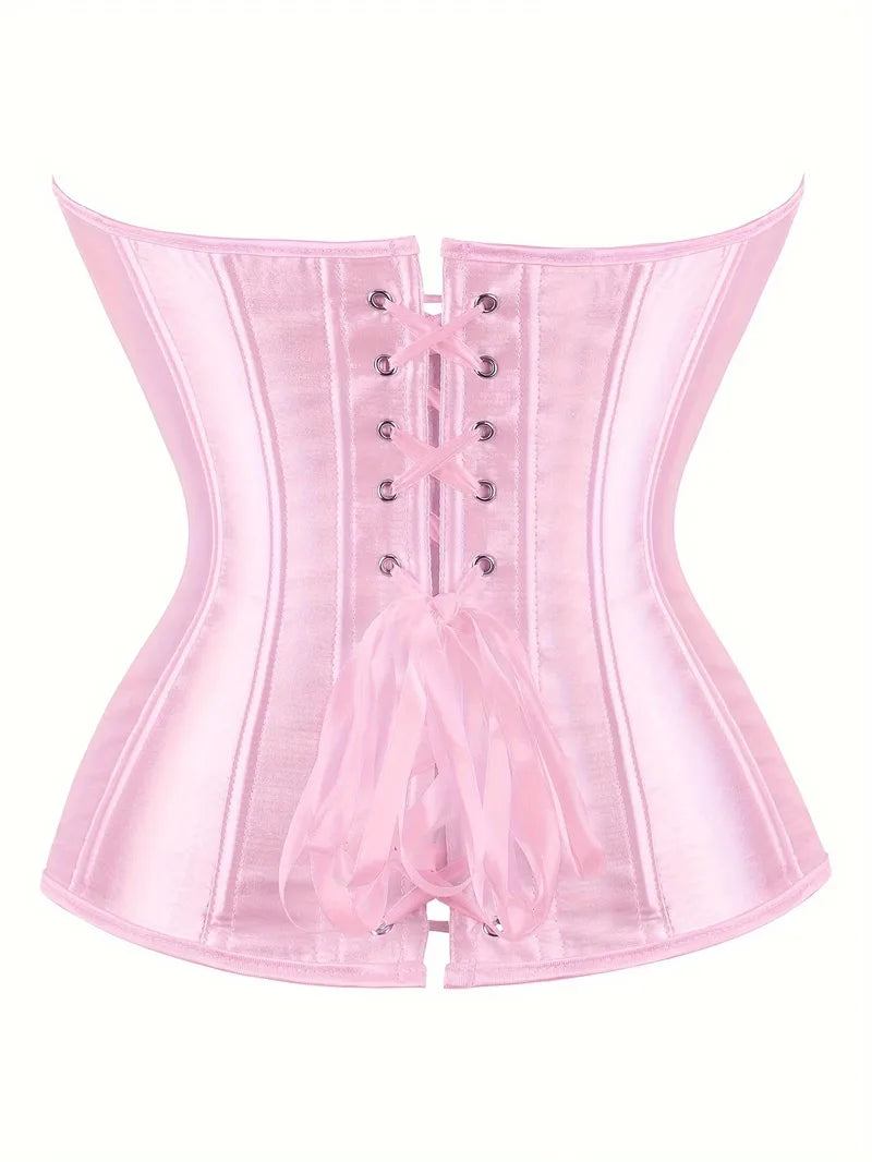 Strapless corset met vetersluiting en knoopsluiting