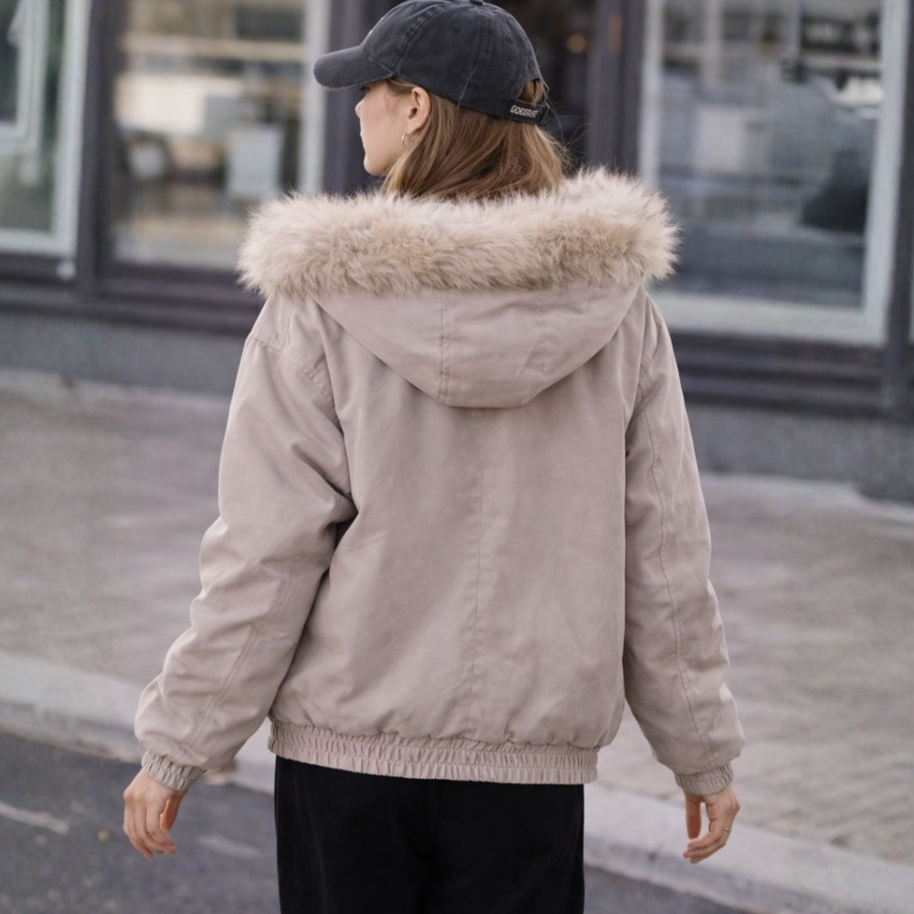 Dames Faux Fur Gevoerde Bomber Winterjas
