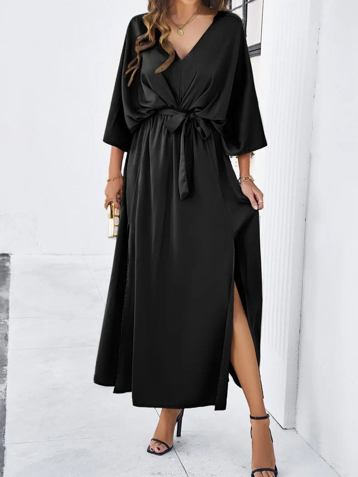 Elegante Gala Maxi Jurk met Strikdetail en Split voor Dames