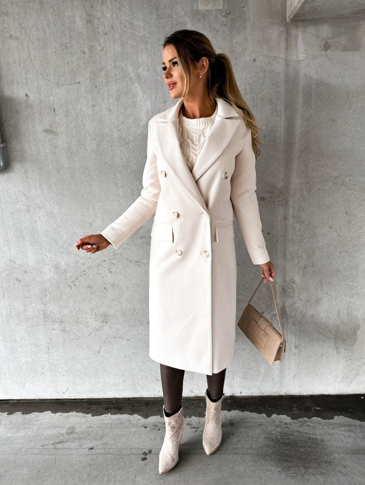 Elegante Lange Wollen Manteljas voor Dames