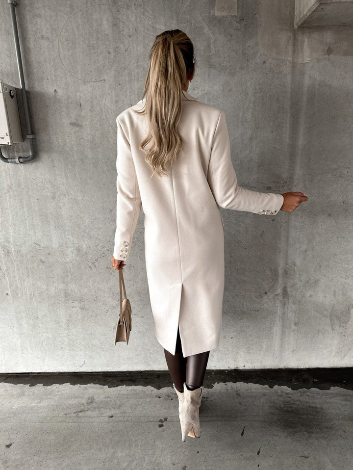 Elegante Lange Wollen Manteljas voor Dames