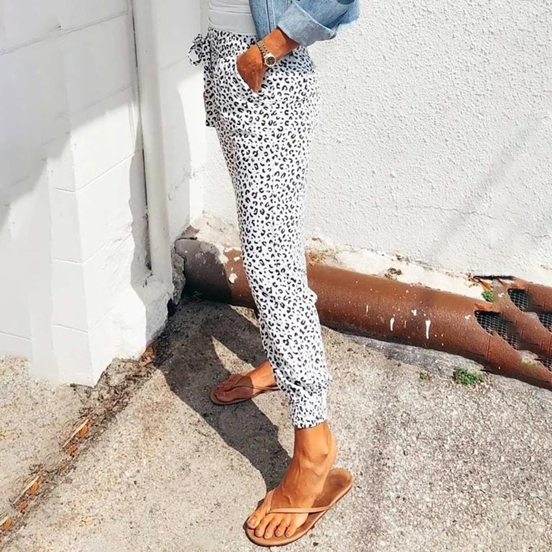 Luchtige Jogger Broek Met Luipaardprint En Zakken