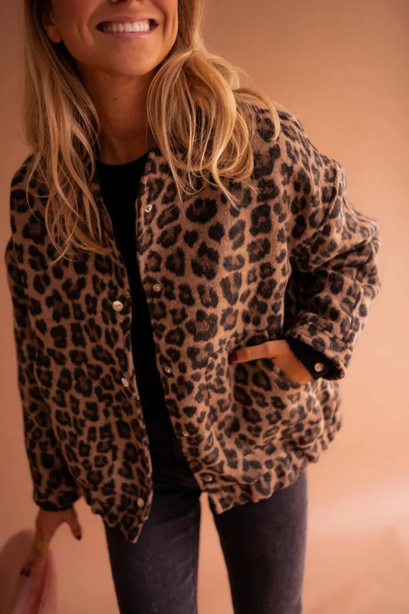 Dames Bomberjack met Luipaardprint