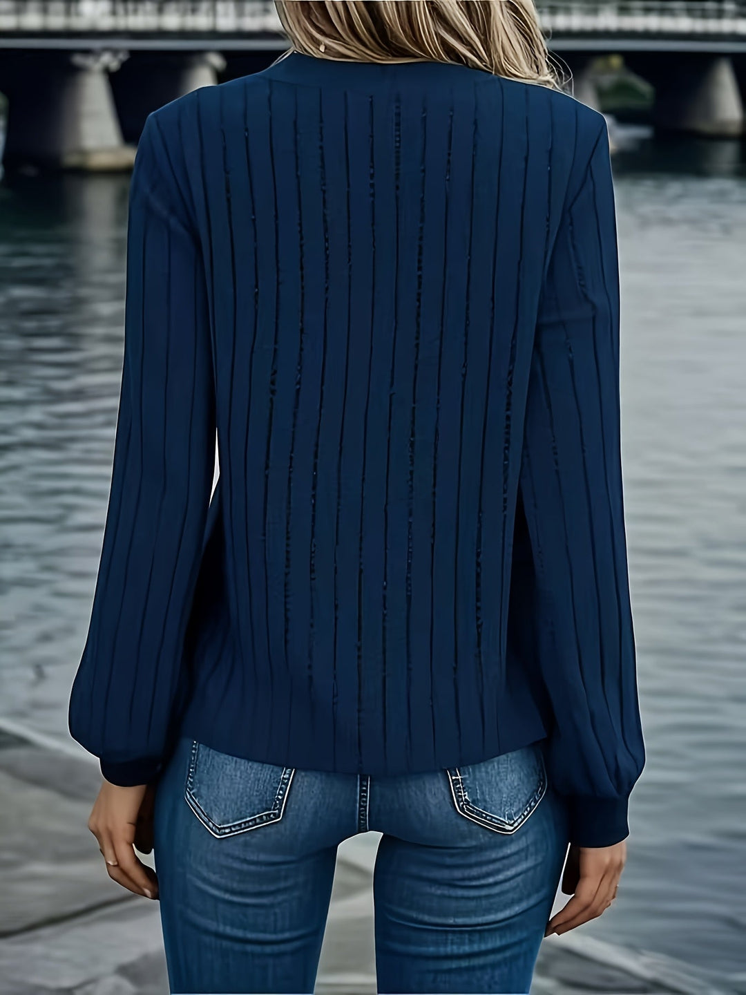 Joan - Stijlvolle Rib V-hals Sweatshirt