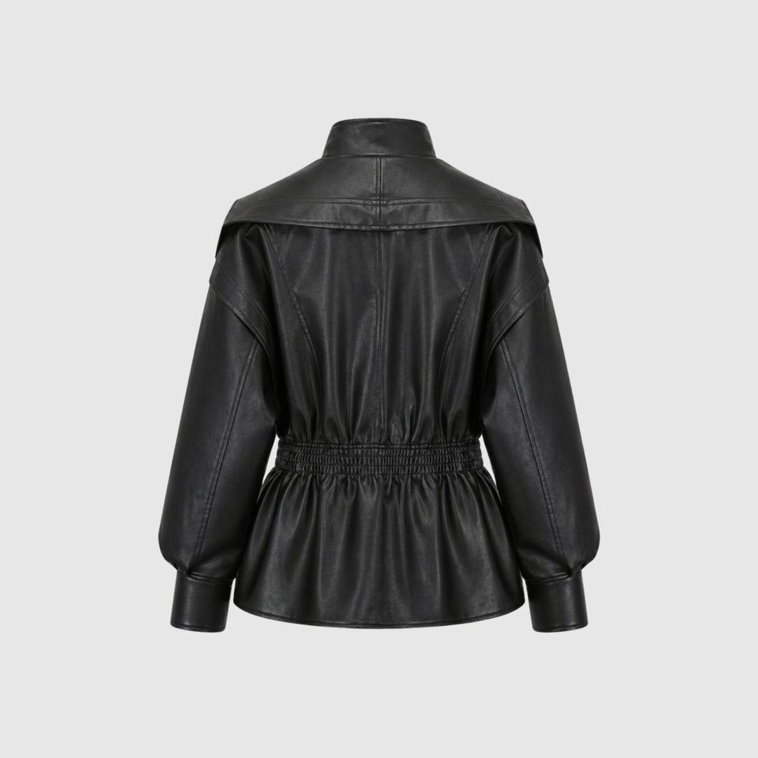 Agnes | Nonchalante Tailored Leren Jas met Notch-Lapel