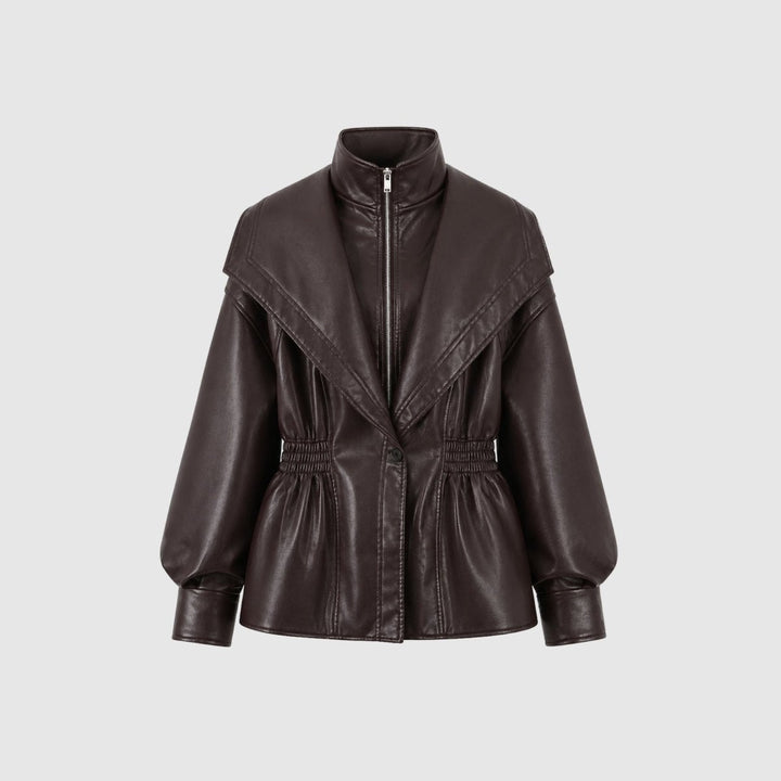 Agnes | Nonchalante Tailored Leren Jas met Notch-Lapel