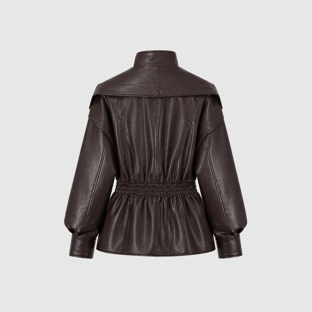 Agnes | Nonchalante Tailored Leren Jas met Notch-Lapel