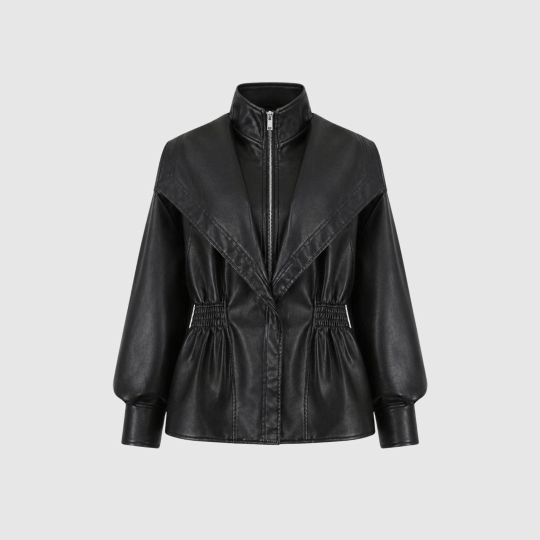 Agnes | Nonchalante Tailored Leren Jas met Notch-Lapel