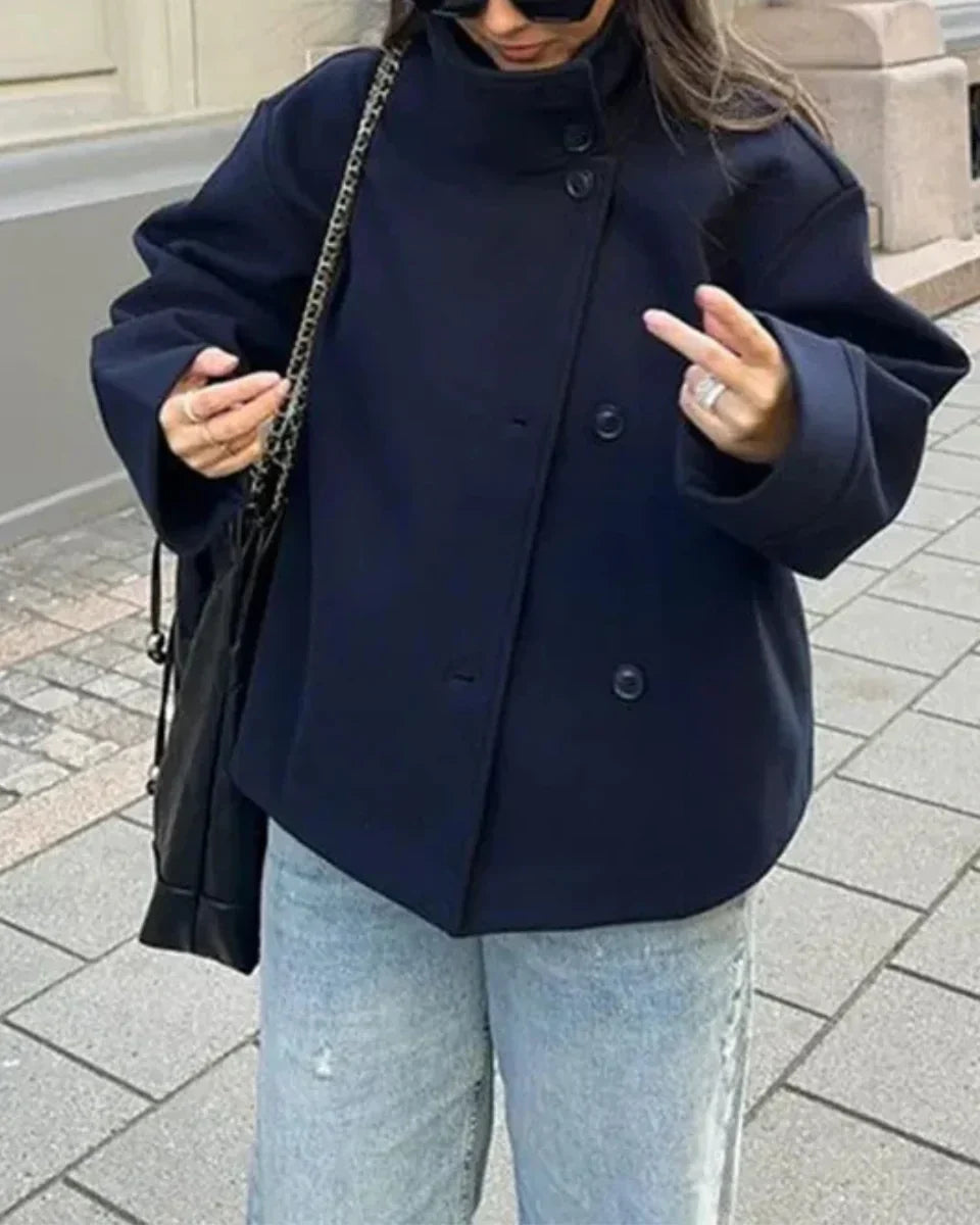 Tuğba | Cropped High-Neck Poised Coat