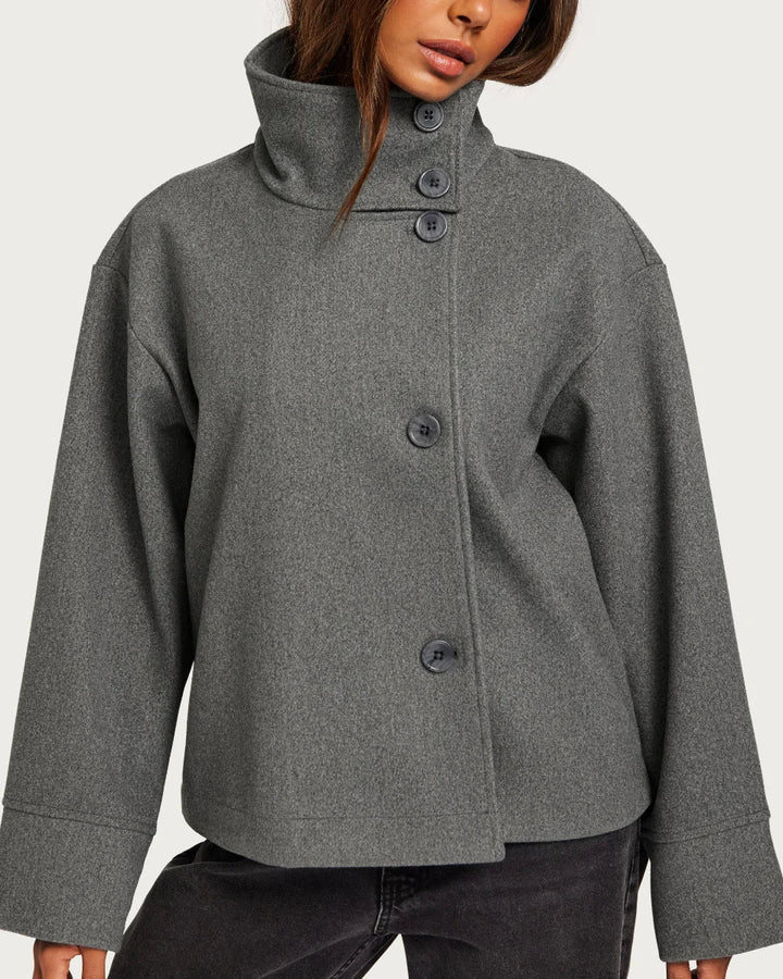Tuğba | Cropped High-Neck Poised Coat