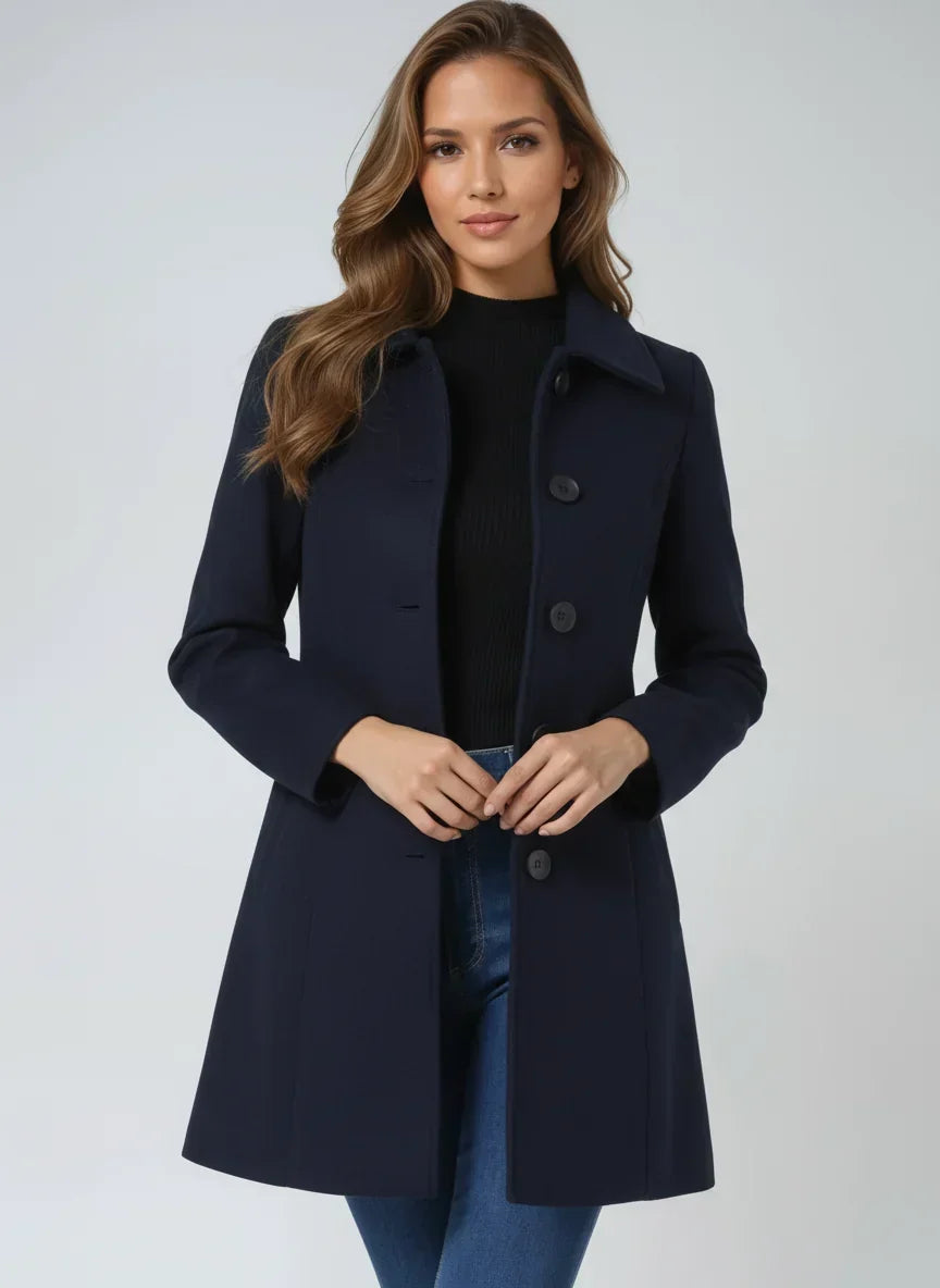 Aud | Notch-Lapel Fit-and-Flare Duurzame Trenchcoat