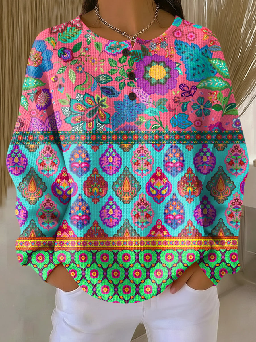 Schild | Sweater met etnische bloemenstrepen