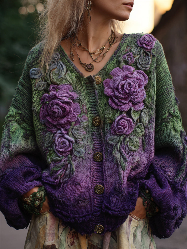 Brigitta | Bloemige Open-Front Cardigan
