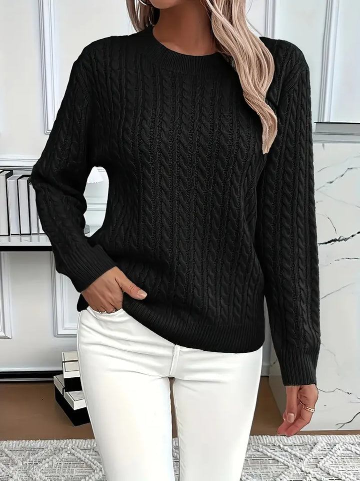 Dames Kabelgebreide Trui Relaxed Fit