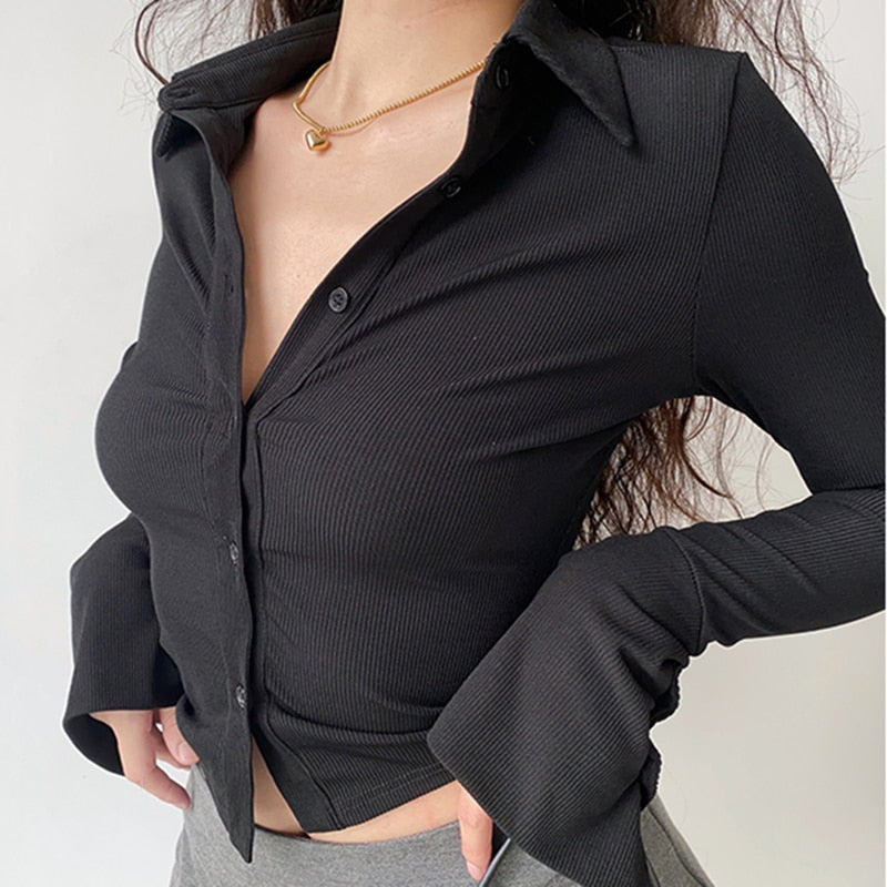 Vrouwen Enkelborstig Klokmouw Blouse