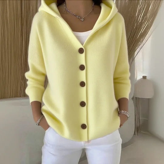Casual Gebreide Cardigan met Capuchon en Knopenfront