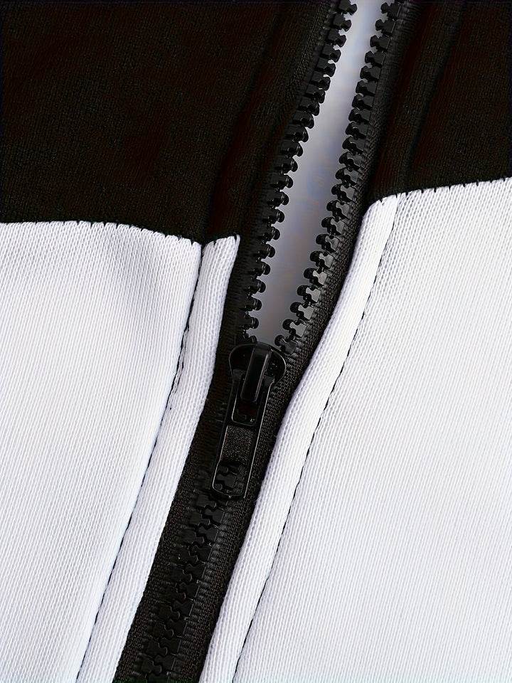 Bryce | Kleurblok Rits-Hoodie Jas