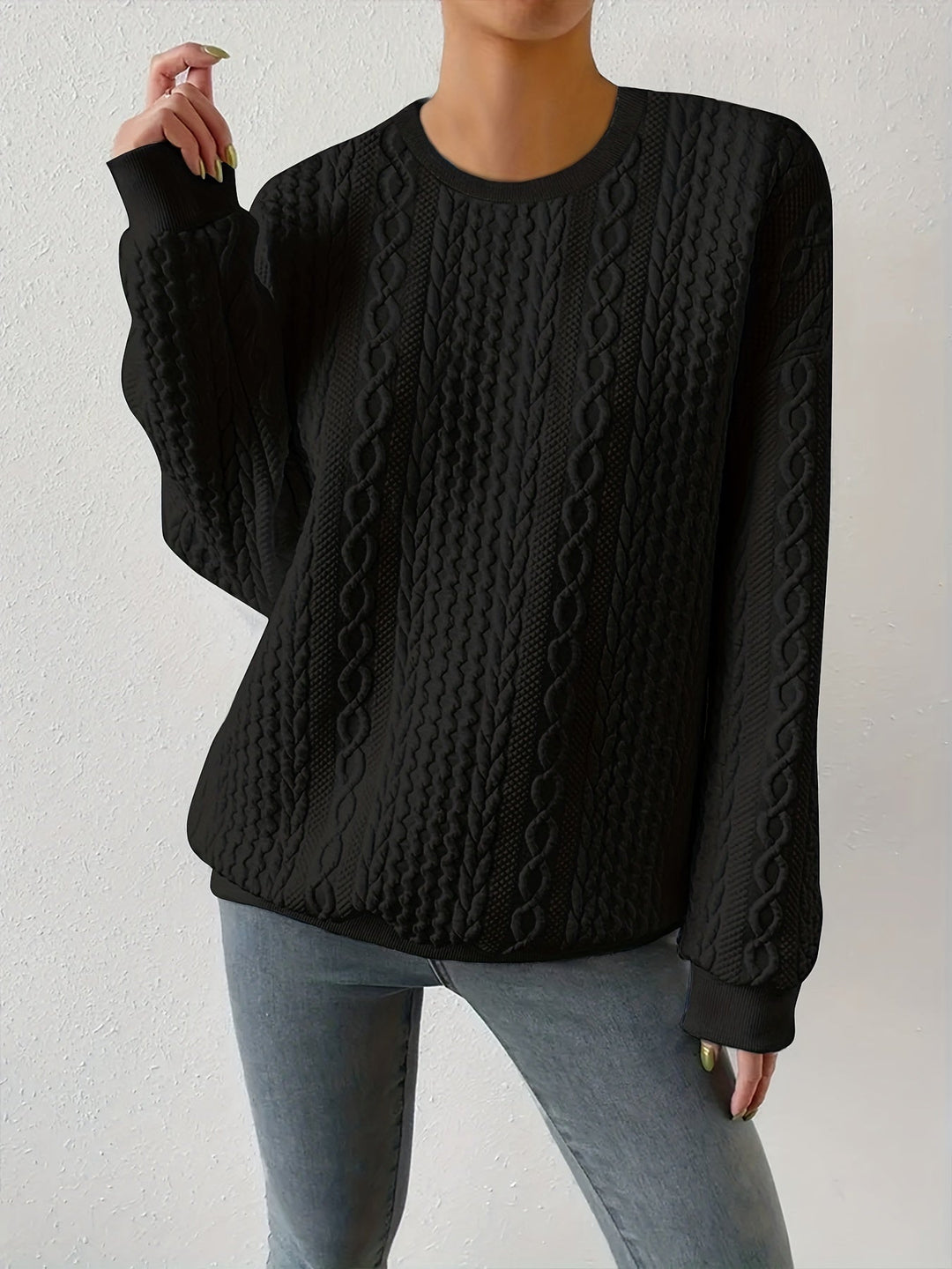 Joyce | Getextureerde Kabelgebreide Sweatshirt