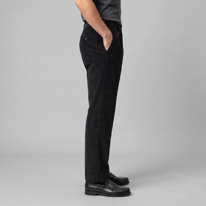 Corduroy Pleated Trousers Heren Tailored Classic Winter