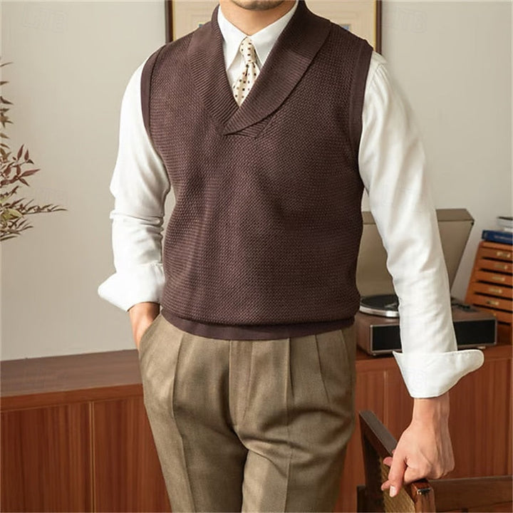 Alden | Gebreide Sweater Vest met Sjalkraag