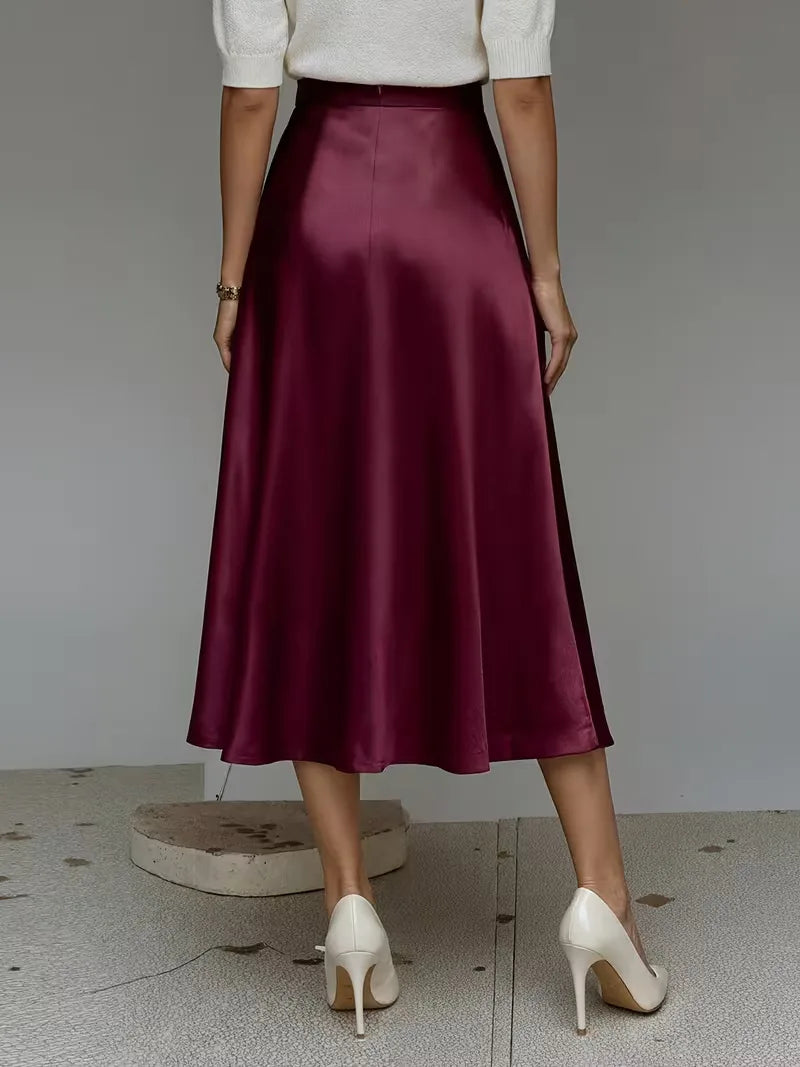 Satijnen rok met hoge taille