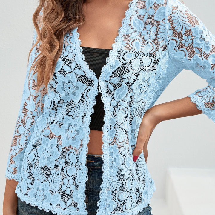 Cassandra | Bloemig Opengewerkt Cardigan