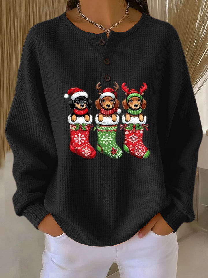 Grethe | Vintage Kersttrui met Hondmotief
