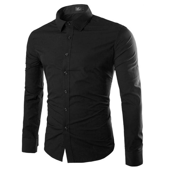 Daan | Effen zwart slim fit heren overhemd