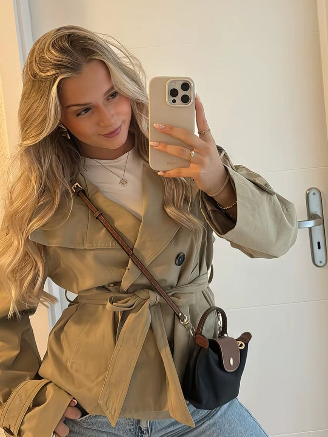 Dames Staande Kraag lange mouwenjacke met Ceintuur en Knopen
