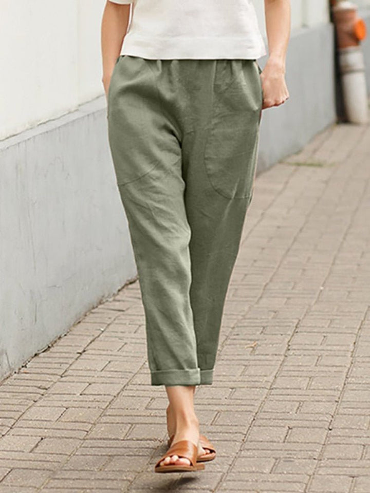 Luchtige Broek Met Elastische Taille En Rechte Pijpen