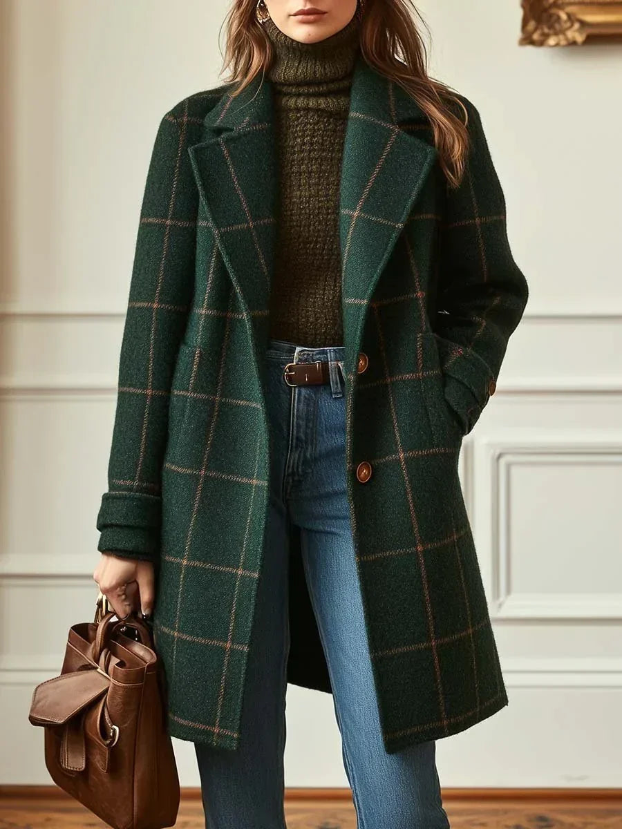 Deirdre | Oversized Gepolijst Mantel met Notch-Lapel
