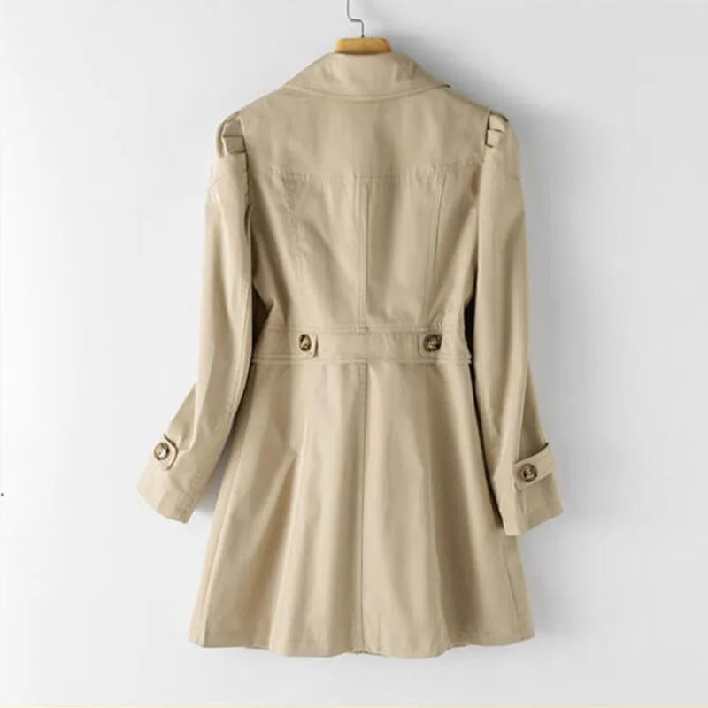 Delyth | Trenchcoat met Notch-Lapel en Vloeiende Pasvorm