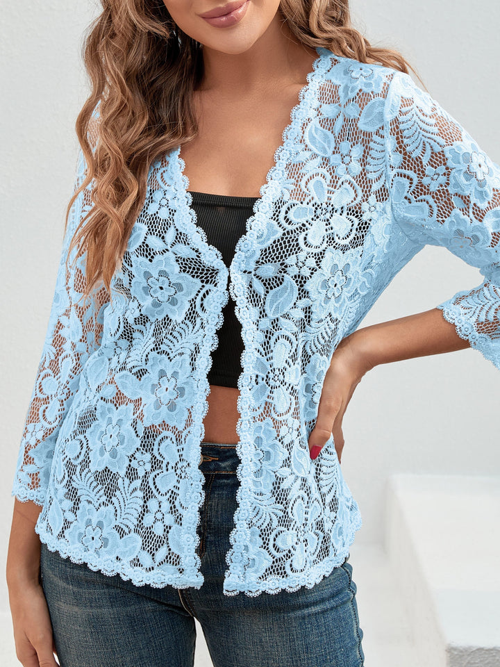 Cassandra | Bloemig Opengewerkt Cardigan