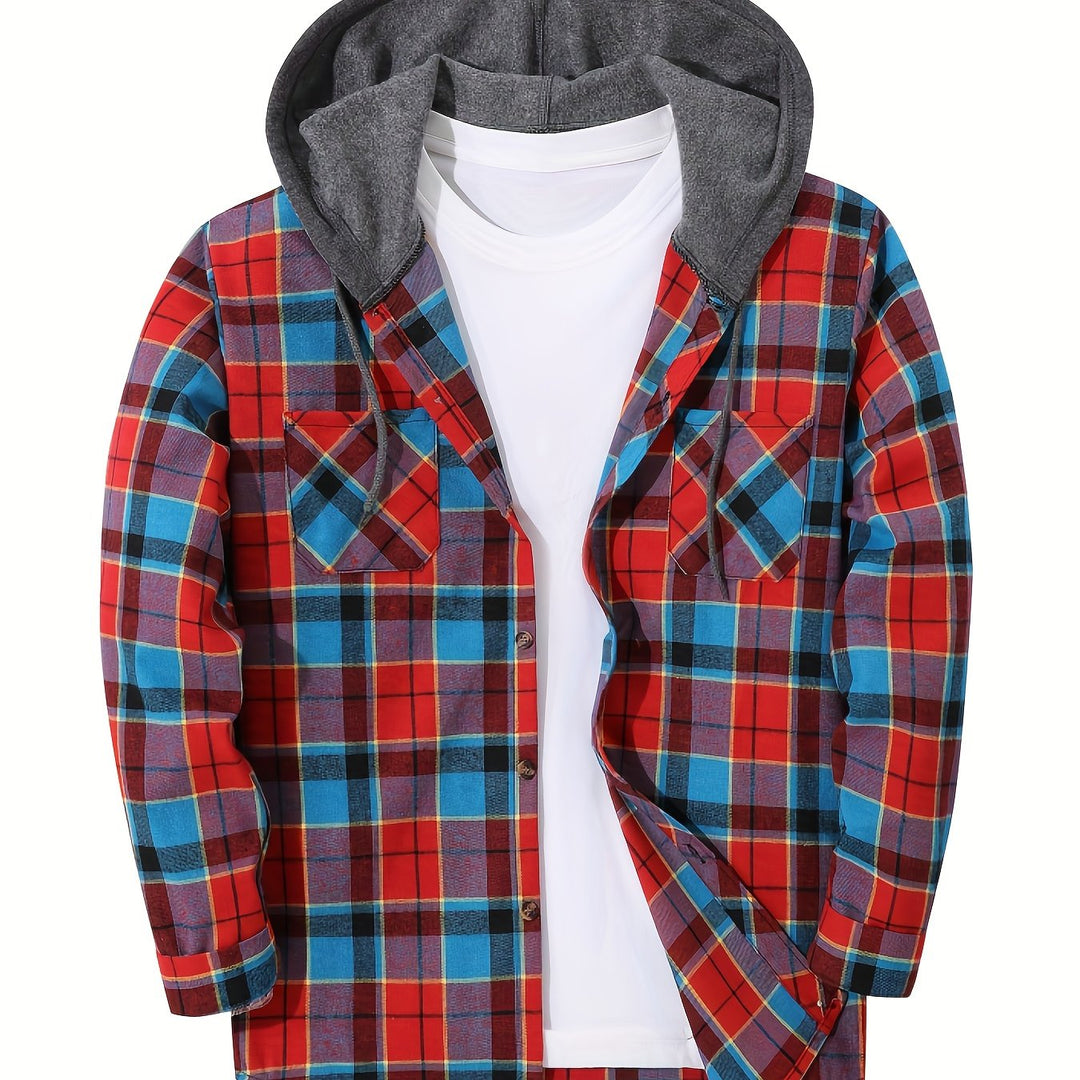 Braxton | Geruit Hooded Shirt