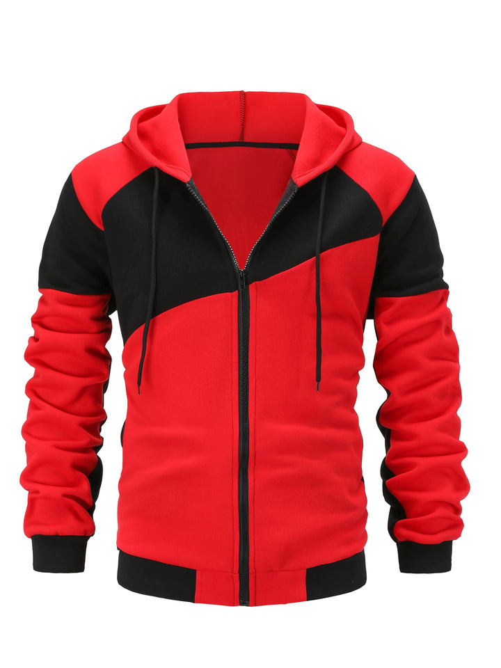 Bryce | Kleurblok Rits-Hoodie Jas
