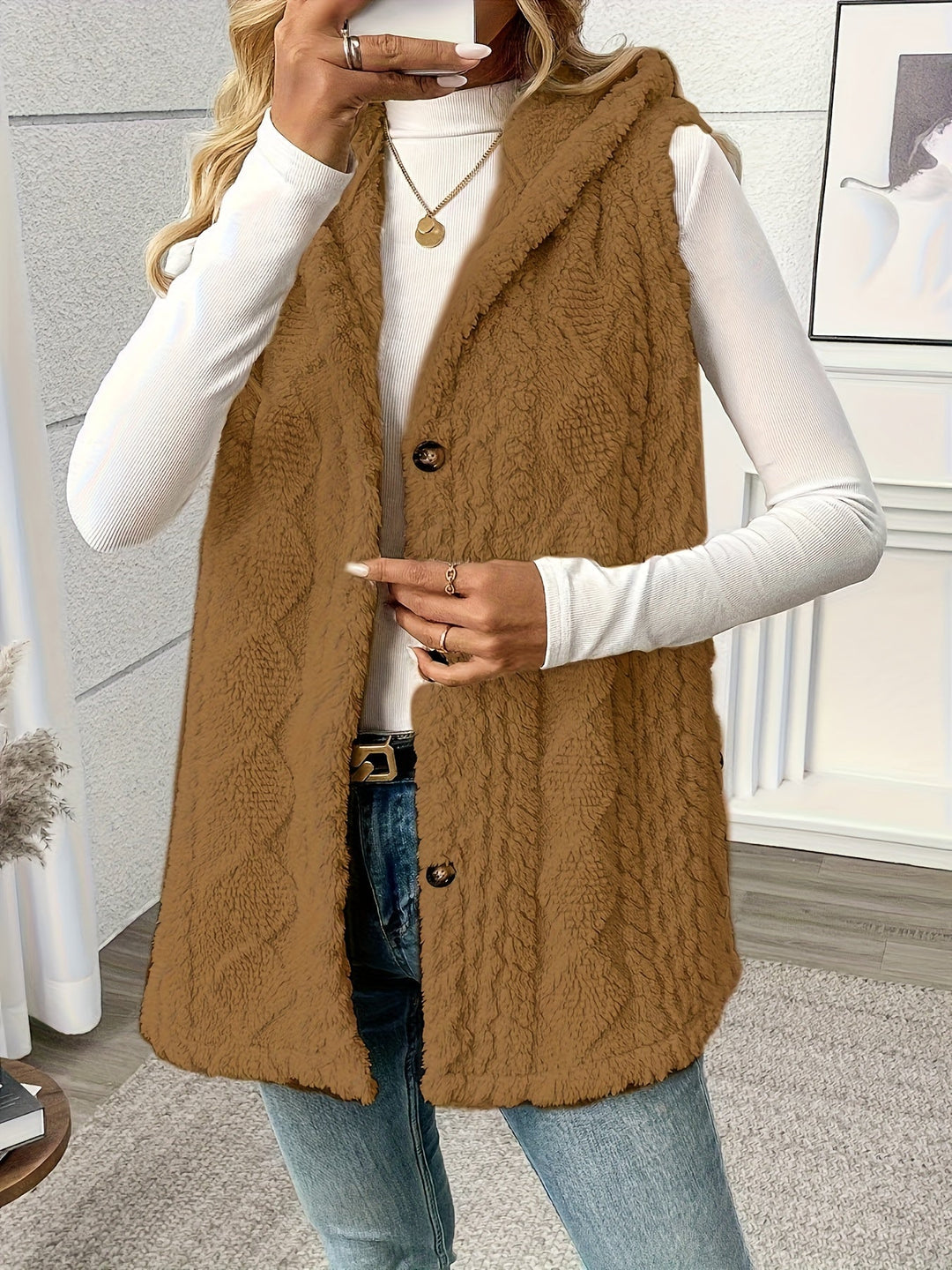 Lorna | Gezellige Hooded Mouwloze Vest