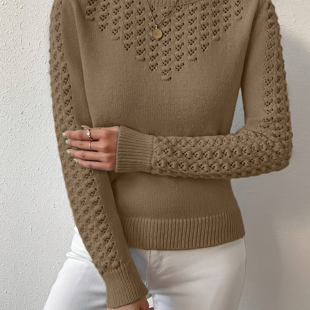 Aveline | Pointelle-Gebreide Ronde Hals Trui