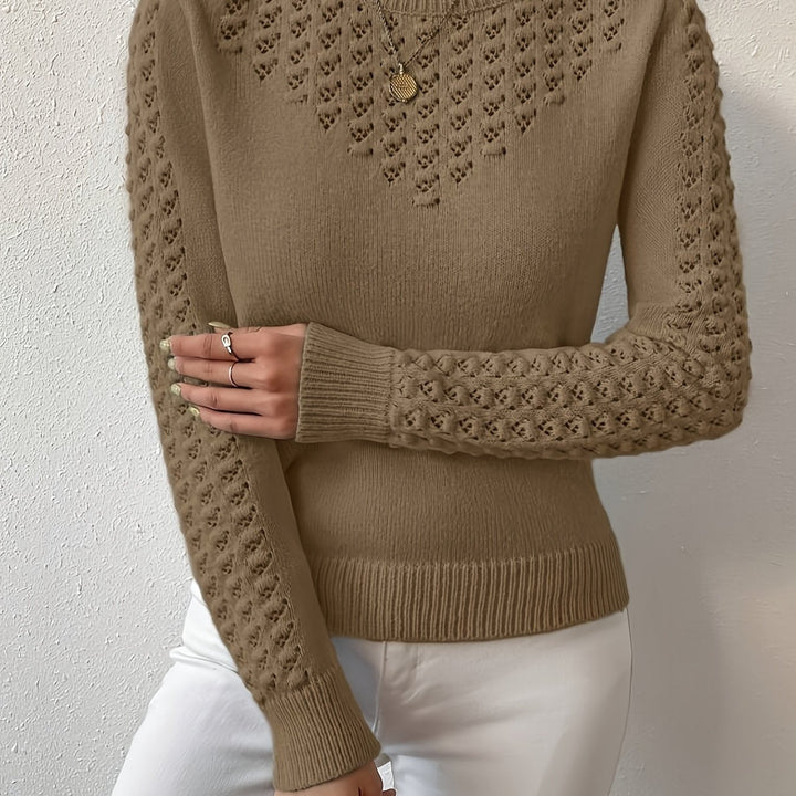 Aveline | Pointelle-Gebreide Ronde Hals Trui