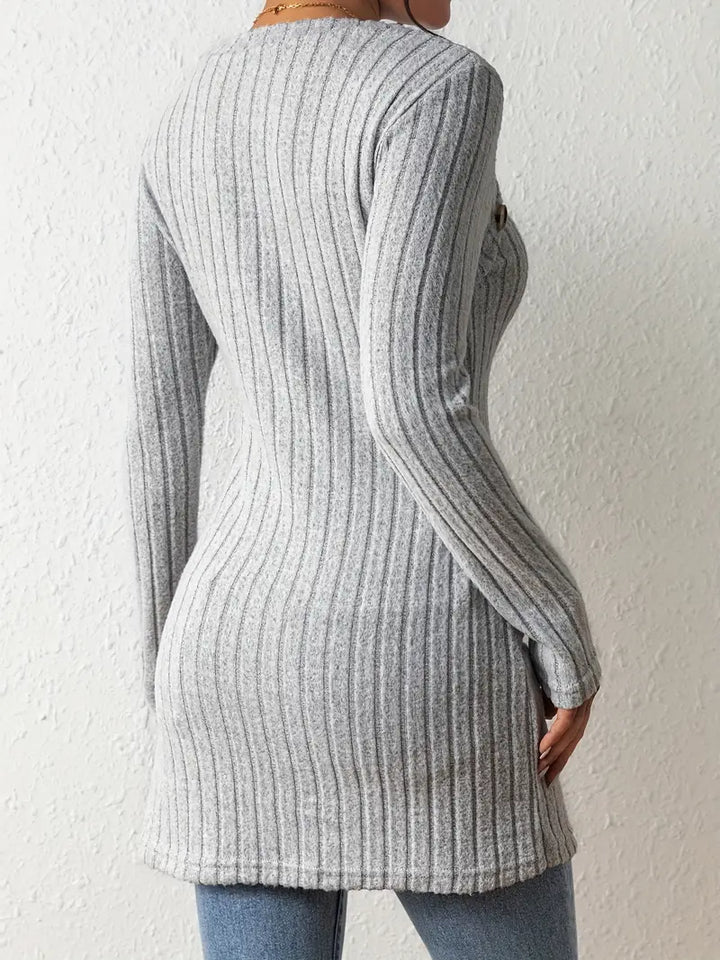 Julia - Trendy Geribbelde Asymmetrische Top