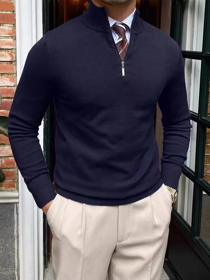 Trui met kraag en half-zip
