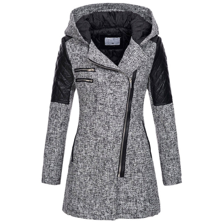 Zoë - Stijlvolle Schuin-Zip Winterjas