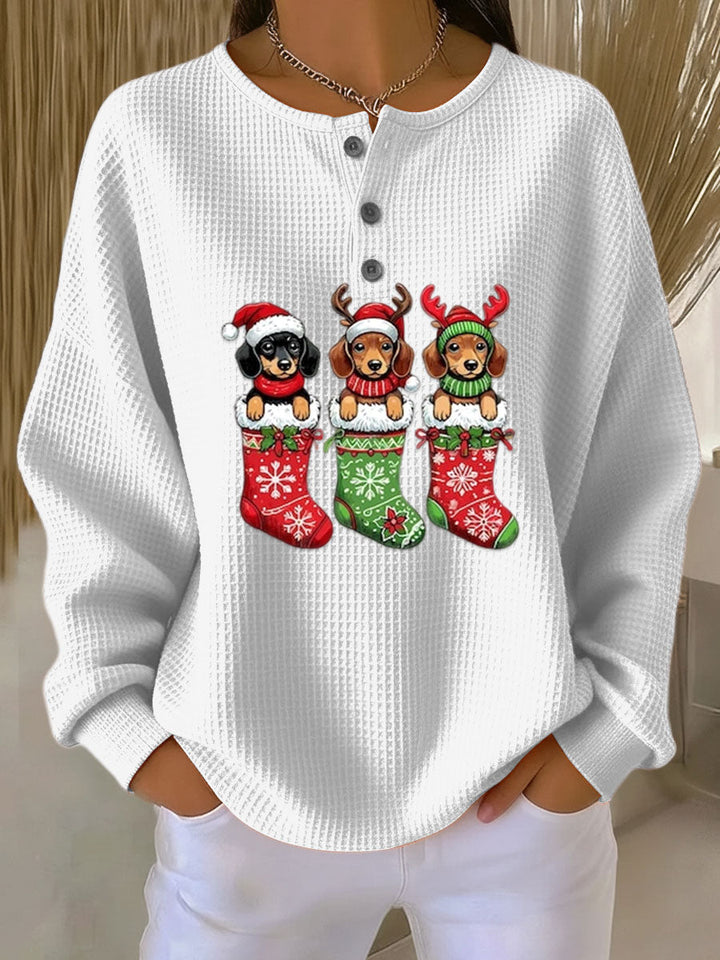 Grethe | Vintage Kersttrui met Hondmotief