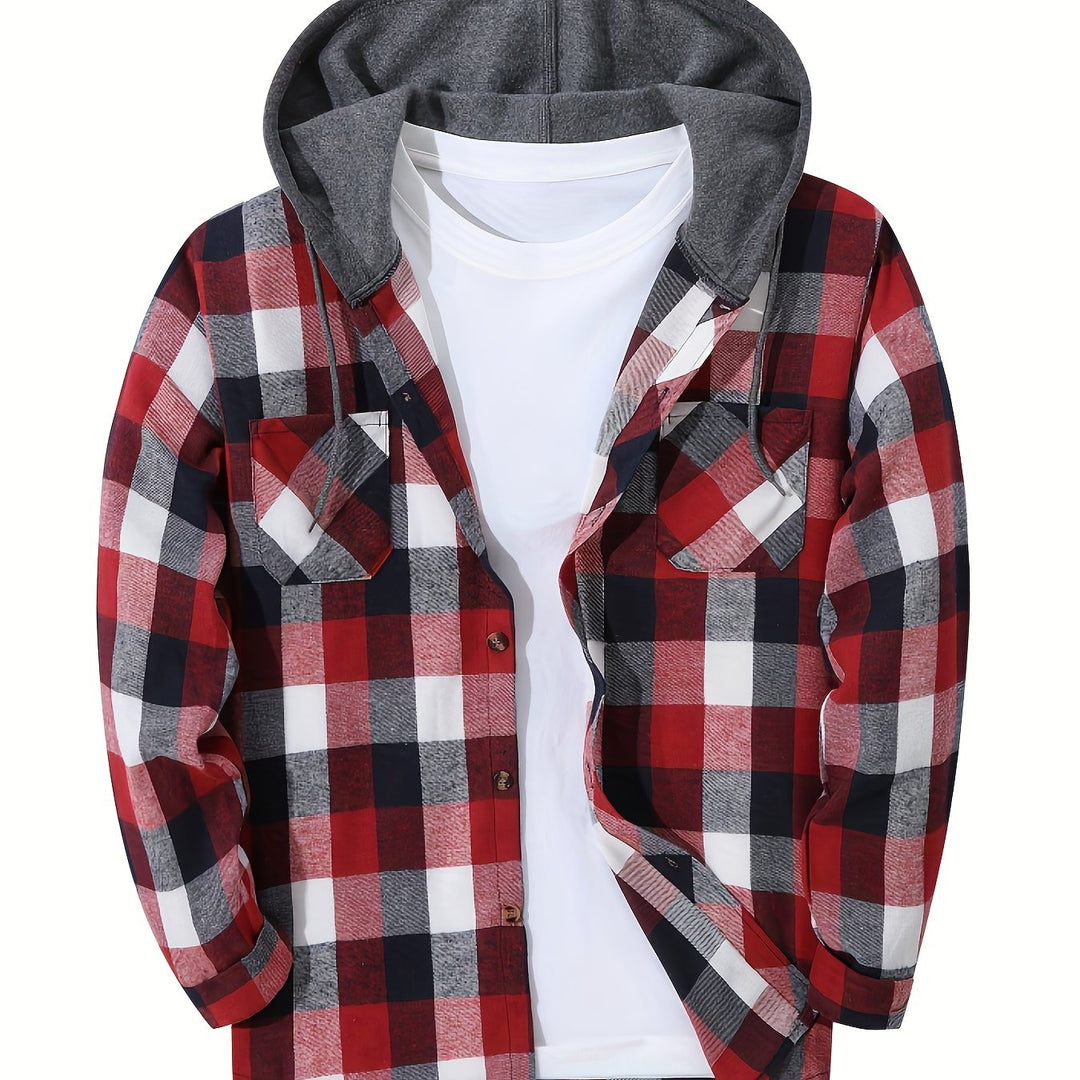 Braxton | Geruit Hooded Shirt