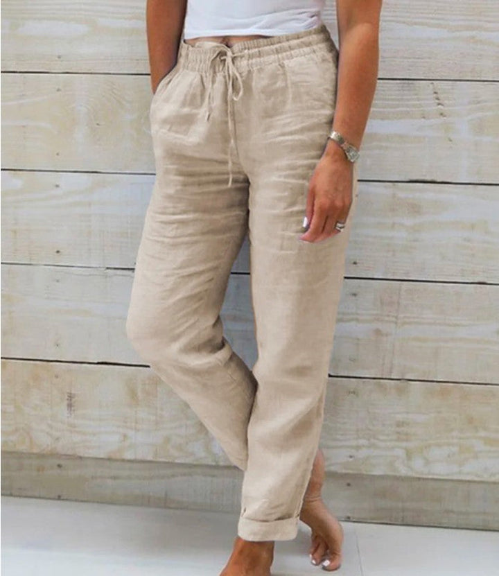 Casual Broek Met Elastische Taille En Rechte Pijpen