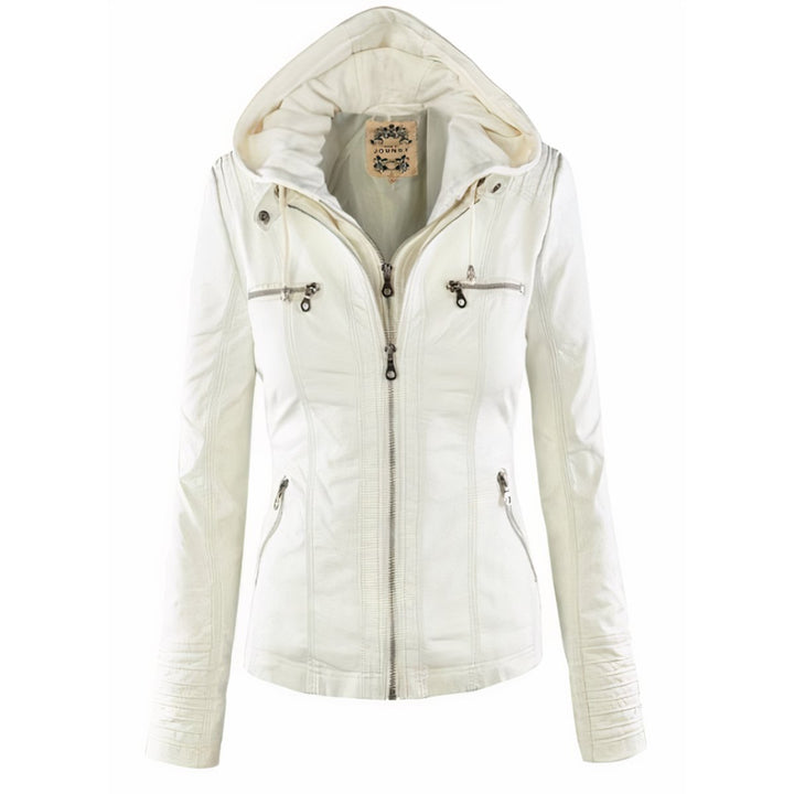Fernanda | Moderne Leren Jas met Capuchon en Rits