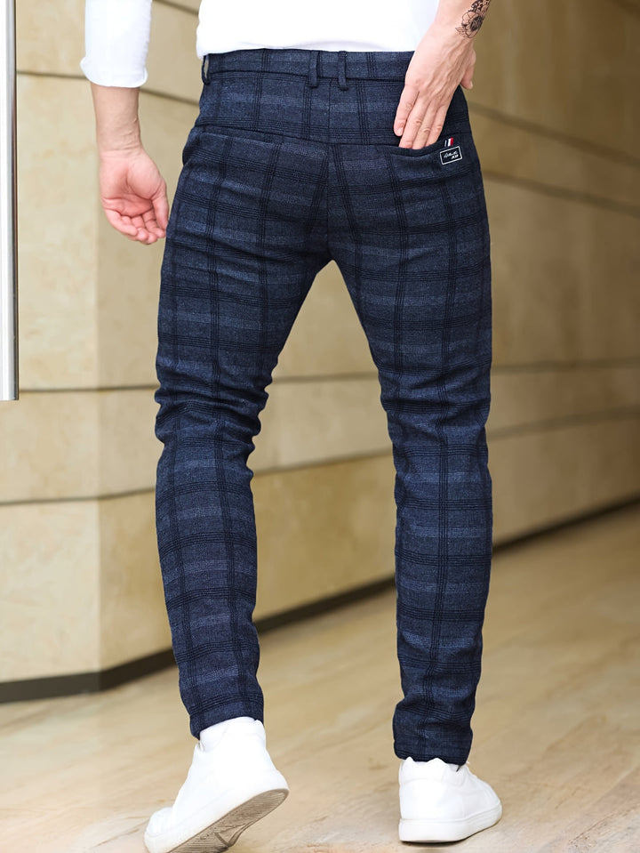 Heren Broek | Slim-Fit Geruit | Stretch & Ritszakken | Trendy & Casual